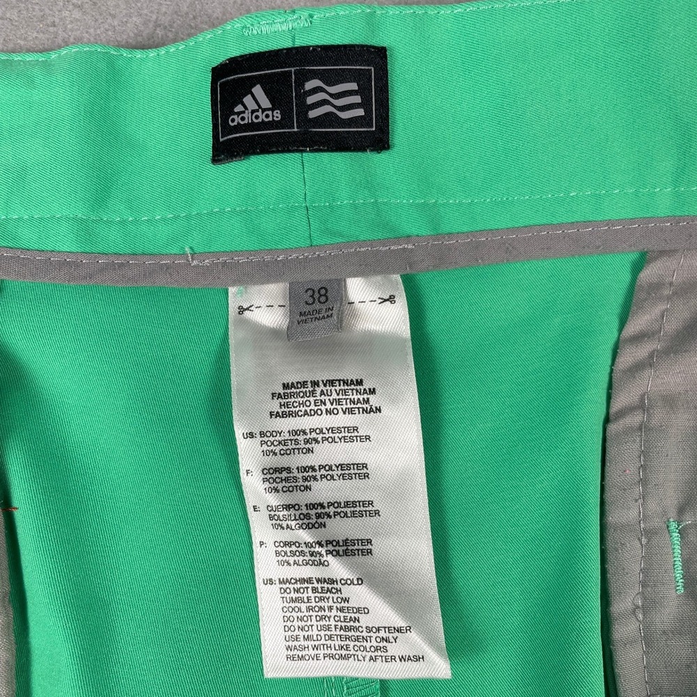 Adidas Golf Shorts Men 38 Green Flat Front Performance Activewear Athletic - Picture 3 of 10